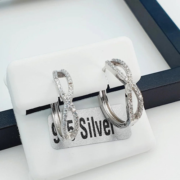 "925 Sterling Silver Cubic Zirconia Earrings, UU1P6A6129 - Picture 3 of 8